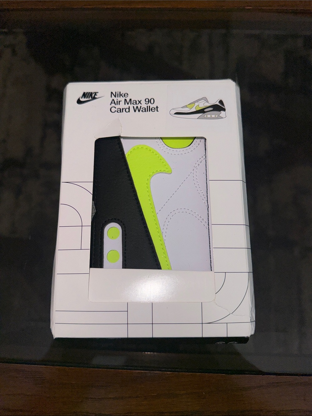 Nike Air Max 90 Card Wallet - White, Black & Volt